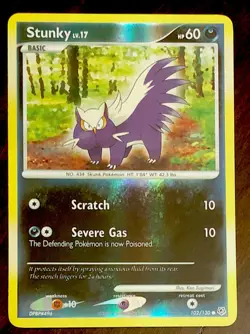Stunky 102/130 Pokemon Diamond & Pearl REVERSE HOLO Common NM Darkness Type x1 - Image 1