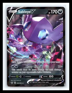 💥 Sableye V - 120/202 - Pokemon Sword & Shield Base Set Ultra Rare Holo - Image 1