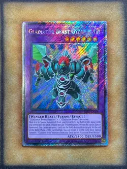 Yugioh Gladiator Beast Gyzarus RA03-EN198 Platinum Secret Rare 1st Ed NM - Image 1