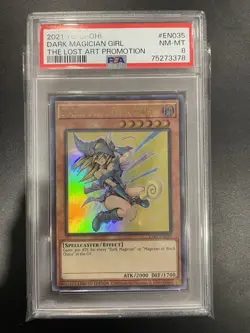 Yugioh PSA 8 NM-MT Dark Magician Girl LART-EN035 Lost Art Ultra Rare Promo - Image 1