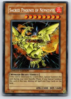 Yu-Gi-Oh! Limited Edition Sacred Phoenix Of Nephthys Secret Rare Holo EEN-ENSE3 - Image 1