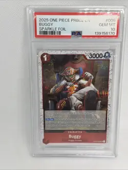 2025 One Piece Buggy Uncommon Secret Rare Sparkle Foil PRB02 English #8 PSA 10 - Image 1