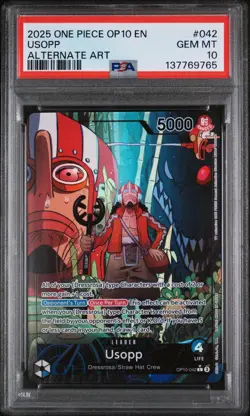 2025 ONE PIECE OP10-ROYAL BLOOD #042 USOPP ALTERNATE ART PSA GEM MINT 10 - Image 1
