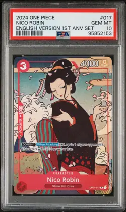 PSA 10 Nico Robin 1st Anniversary OP01-017 One Piece English Promo Gem Mint - Image 1