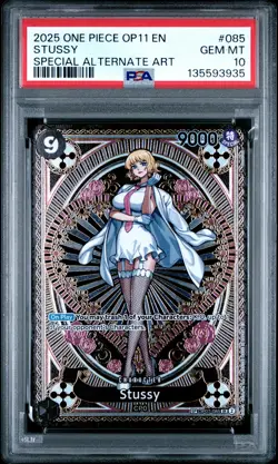 2025 ONE PIECE OP11-A FIST OF DIVINE SPEED SPECIAL ALTERNATE ART STUSSY PSA 10 - Image 1