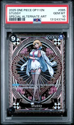 2025 ONE PIECE OP11-A FIST OF DIVINE SPEED SPECIAL ALTERNATE ART STUSSY PSA 10 - Image 1