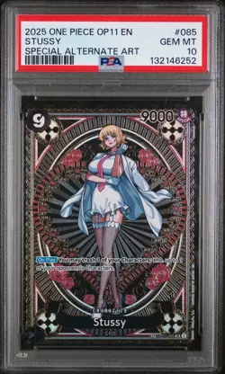 ONE PIECE OP11-A FIST OF DIVINE SPEED #085 STUSSY SPECIAL ALTERNATE ART PSA 10 - Image 1