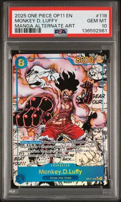 One Piece PSA 10 GEM MINT Monkey.D.Luffy MANGA OP11-118 A Fist of Divine Speed - Image 2