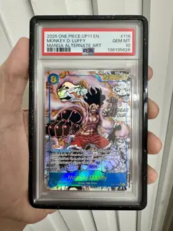 Monkey.D.Luffy Manga OP11-118 A Fist of Divine Speed Alt Art PSA 10 English - Image 1