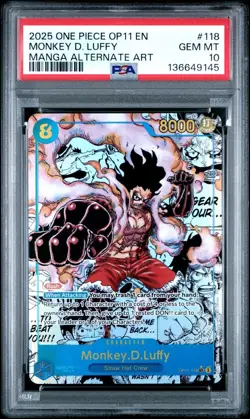 2025 Monkey.D.Luffy Manga OP11-118 A Fist of Divine Speed Alt Art PSA 10 English - Image 1