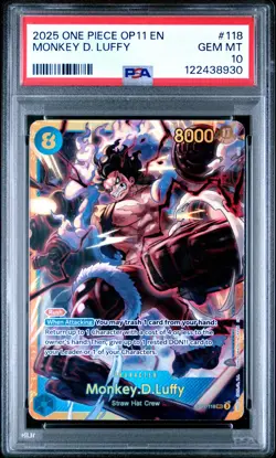 2025 One Piece OP11-118 Monkey D Luffy SEC A Fist of Divine Speed PSA 10 - Image 3