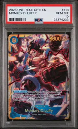 One Piece Monkey D. Luffy A Fist of Divine Speed OP11-118 PSA 10 - Image 3