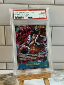 One Piece Monkey.D.Luffy Alternate Art OP11-118 A Fist of Divine Speed PSA 10 - Image 1