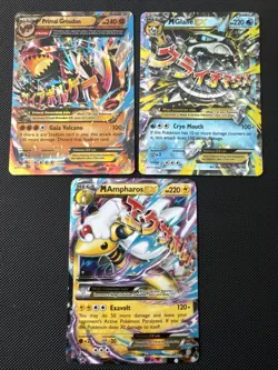 Primal Groudon EX (Omega) 86/160 XY-Primal Clash Holo Galle Ampharos 28/98 Lot - Image 1
