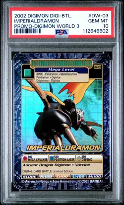 2002 DIGIMON DIGI-BATTLE PROMO DIGIMON WORLD 3 #DW-03 IMPERIALDRAMON PSA 10 - Image 1
