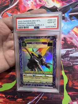 2002 DIGIMON DIGI-BATTLE PROMO DIGIMON WORLD 3 DW-03 IMPERIALDRAMON PSA 10 POP 2 - Image 1