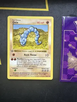 Pokemon Card Onix Base Set 56/102 1st Edition Shadowless Grey Stamp 145💎NM💎 - Image 1