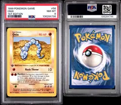 1st Edition Shadowless Onix 56/102 Base Set Pokemon Card PSA 8 - Image 3