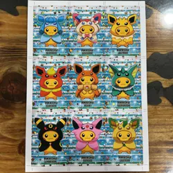 Pokemon Poncho Pikachu Green Holo Uncut Sheet Pokemon Card Database - Image 1