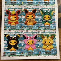 Pokemon Poncho Pikachu Green Holo Uncut Sheet Pokemon Card Database - Image 3