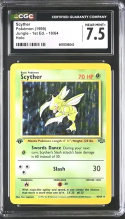 CGC 7.5 NM+ SCYTHER 1999 Jungle 1st Edition 10/64 Holo Pokemon Card WOTC TCG 10 - Image 1