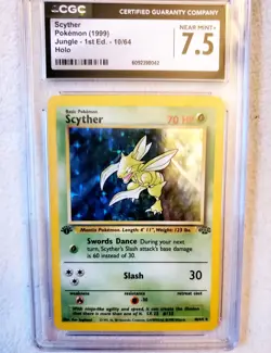 CGC 7.5 NM+ SCYTHER 1999 Jungle 1st Edition 10/64 Holo Pokemon Card WOTC TCG 10 - Image 3