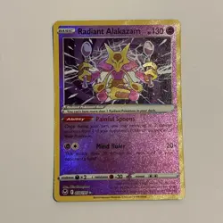Radiant Alakazam 059/195 swsh: Sword Shield Silver Tempest Holo Pokemon TCG Card - Image 1