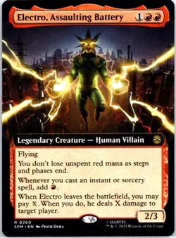 Electro, Assaulting Battery 0260 Extended Art Marvel's Spider-Man SPM MTG NM - Image 1