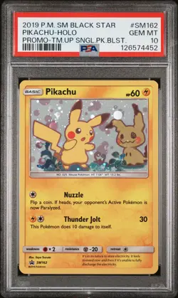 2019 POKEMON SM BLACK STAR PROMO #SM162 PIKACHU-HOLO PSA 10 - Image 1