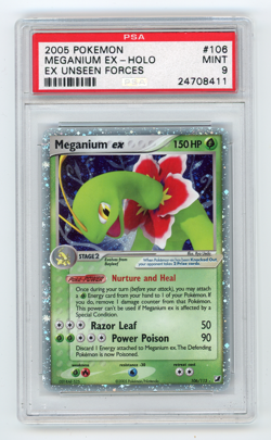 2005 Pokemon EX Unseen Forces Meganium ex holo 106/115 PSA 9 Mint - Image 1