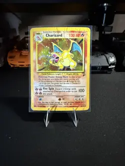 Pokemon TCG English Base Set 2 Charizard 4/130 Holo Rare Damaged with SWIRL - Image 1