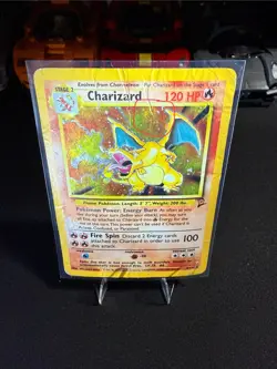 Pokemon TCG English Base Set 2 Charizard 4/130 Holo Rare Damaged with SWIRL - Image 2