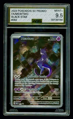 Pokemon 2023 SVP EN 052 Mewtwo Black Star Promo Full Art 151 AGS 9.5 MINT+ - Image 1