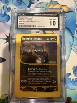 Pokemon Rocket’s Sneasel #5 Best of Game Winner Promo CGC 10 Gem Mint - Image 3