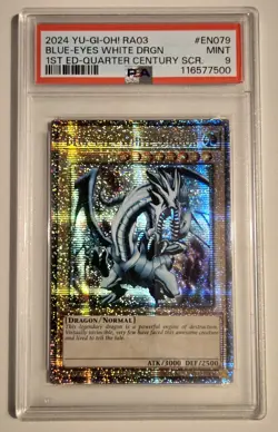 YU-GI-OH! QUARTER CENTURY BONANZA Blue Eyes White Dragon RA03-EN079 QCR PSA 9 - Image 1