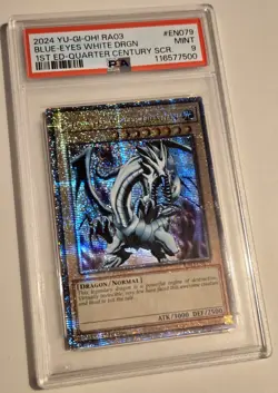 YU-GI-OH! QUARTER CENTURY BONANZA Blue Eyes White Dragon RA03-EN079 QCR PSA 9 - Image 2