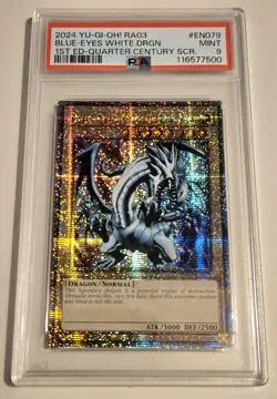 YU-GI-OH! QUARTER CENTURY BONANZA Blue Eyes White Dragon RA03-EN079 QCR PSA 9 - Image 4