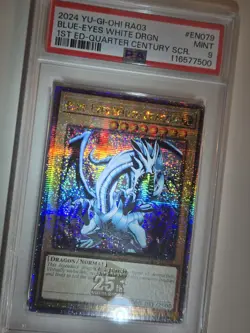 YU-GI-OH! QUARTER CENTURY BONANZA Blue Eyes White Dragon RA03-EN079 QCR PSA 9 - Image 5