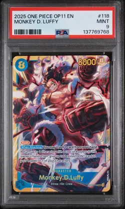 2025 ONE PIECE OP11-A FIST OF DIVINE SPEED #118 MONKEY D. LUFFY PSA 9 - Image 1