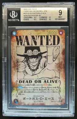 2025 One Piece Carrying On His Will Portgas D Ace Wanter Poster #OP13-119 BGS 9 - Image 1