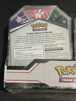 Pokemon TCG V Heroes Bundle Tins: 2-Pack of Vaporeon & Umbreon (SEALED) NEW! - Image 5