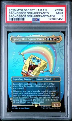 2025 Magic the Gathering Secret Lair Drop Foil Spongebob Squarepants #1932 PSA 9 - Image 1