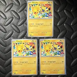 3x Pikachu - 225 (World Championship 2025) - SV: Scarlet & Violet Promo Cards - Image 2