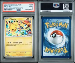 2025 POKEMON SVP EN-SV BLACK STAR PROMO WORLD CHAMPIONSHIPS #225 PIKACHU PSA 9 - Image 3