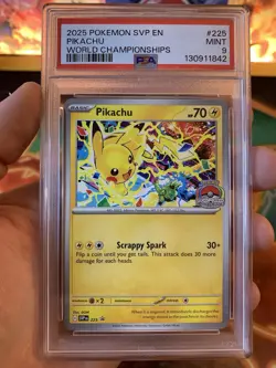 2025 Pokemon Pikachu SVP225 World Championships Black Star Promo - PSA 9 MINT - Image 2