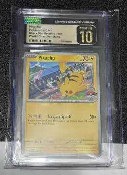 2024 Pokemon SVP SV Black Star Pikachu #190 World Championships CGC 10 Pristine - Image 1