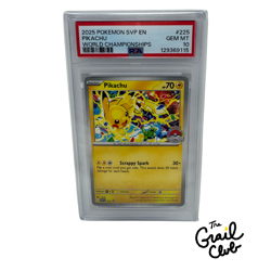 2025 POKEMON SVP EN-SV BLACK STAR PROMO WORLD CHAMPIONSHIPS #225 PIKACHU PSA 10 - Image 1