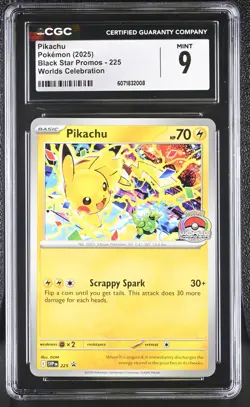 CGC 9 Pikachu 225 World Championships Promo Pokemon Card SVP Worlds psa - Image 1