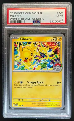 2025 Pokemon SVP Pikachu World Championships 2025 #225 PSA 9 - Image 1