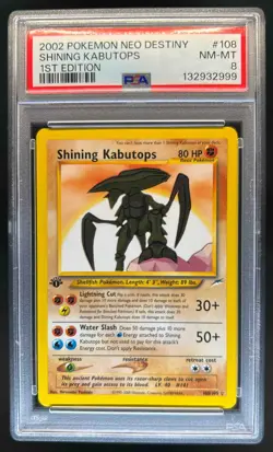 2002 Pokemon Neo Destiny 1st Edition Shining Kabutops Holo #108/105 PSA 8 - Image 1